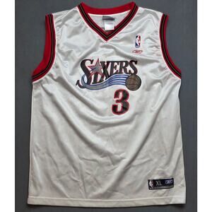 Vintage Philadelphia 76ers Allen Iverson Reebok Jersey Youth XL Sixers NBA Swing